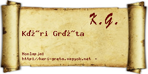 Kéri Gréta névjegykártya